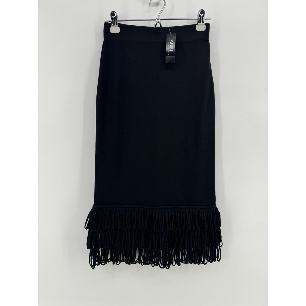 White House Black Market Sweater Fringe Midi Skirt Size XS NWT Fringe Hem Pencil